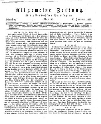 Allgemeine Zeitung Dienstag 30. Januar 1827