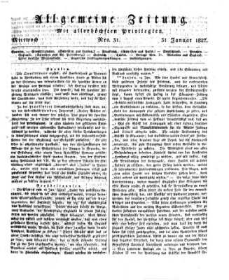 Allgemeine Zeitung Mittwoch 31. Januar 1827