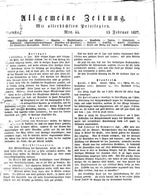 Allgemeine Zeitung Dienstag 13. Februar 1827