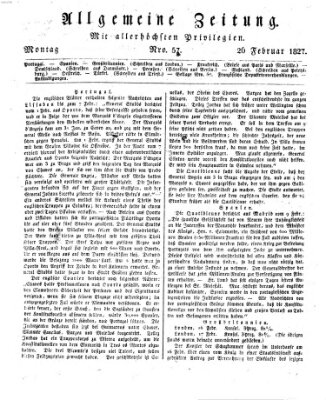 Allgemeine Zeitung Montag 26. Februar 1827