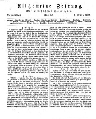 Allgemeine Zeitung Donnerstag 8. März 1827