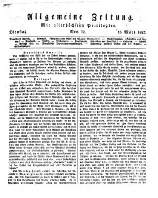 Allgemeine Zeitung Dienstag 13. März 1827