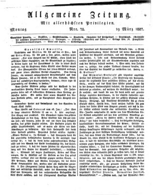 Allgemeine Zeitung Montag 19. März 1827