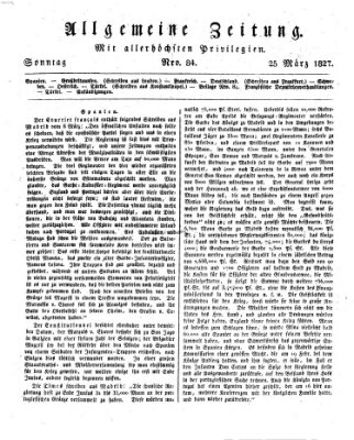 Allgemeine Zeitung Sonntag 25. März 1827