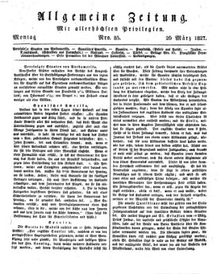 Allgemeine Zeitung Montag 26. März 1827