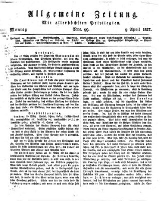 Allgemeine Zeitung Montag 9. April 1827