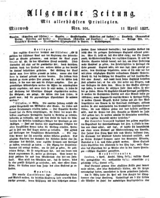 Allgemeine Zeitung Mittwoch 11. April 1827