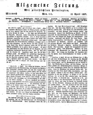 Allgemeine Zeitung Mittwoch 25. April 1827