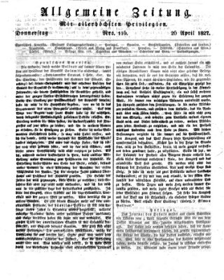 Allgemeine Zeitung Donnerstag 26. April 1827