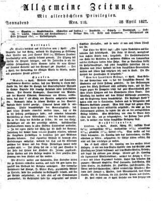 Allgemeine Zeitung Samstag 28. April 1827