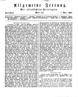 Allgemeine Zeitung Dienstag 1. Mai 1827