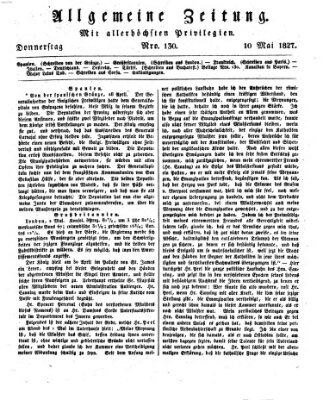 Allgemeine Zeitung Donnerstag 10. Mai 1827