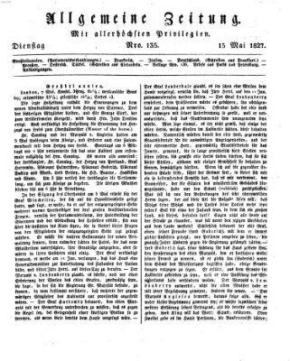 Allgemeine Zeitung Dienstag 15. Mai 1827