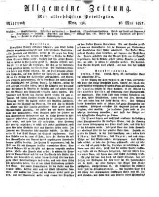 Allgemeine Zeitung Mittwoch 16. Mai 1827