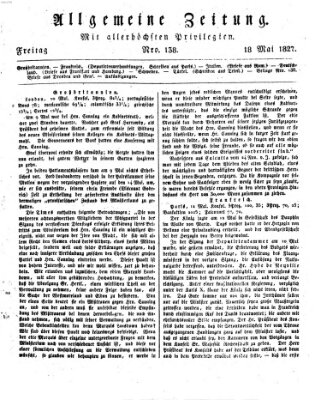 Allgemeine Zeitung Freitag 18. Mai 1827