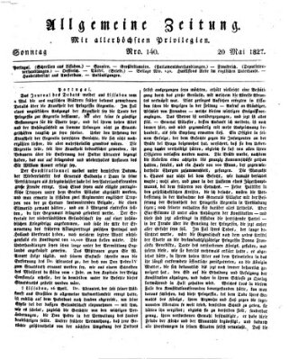 Allgemeine Zeitung Sonntag 20. Mai 1827