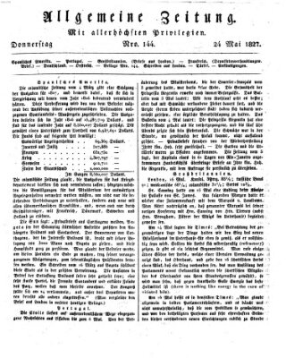 Allgemeine Zeitung Donnerstag 24. Mai 1827