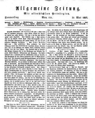 Allgemeine Zeitung Donnerstag 31. Mai 1827