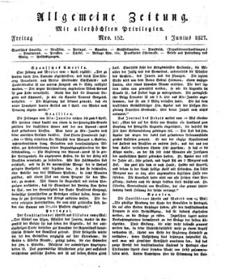 Allgemeine Zeitung Freitag 1. Juni 1827