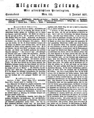 Allgemeine Zeitung Samstag 2. Juni 1827