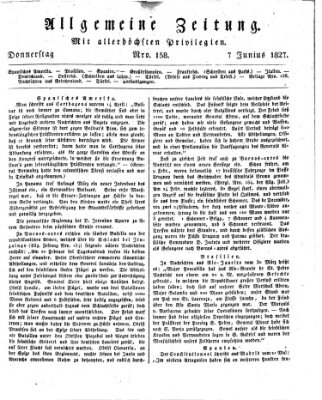 Allgemeine Zeitung Donnerstag 7. Juni 1827