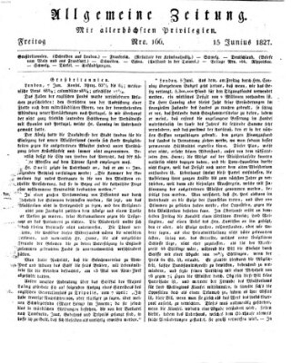 Allgemeine Zeitung Freitag 15. Juni 1827