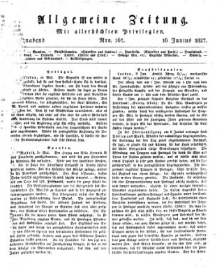 Allgemeine Zeitung Samstag 16. Juni 1827