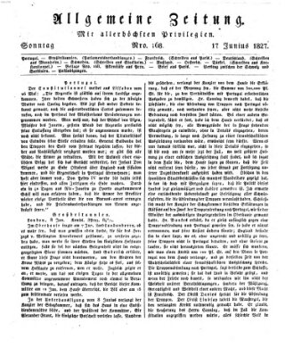 Allgemeine Zeitung Sonntag 17. Juni 1827