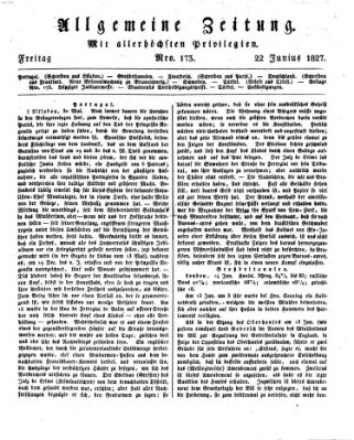 Allgemeine Zeitung Freitag 22. Juni 1827