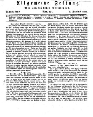 Allgemeine Zeitung Samstag 30. Juni 1827