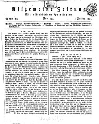 Allgemeine Zeitung Sonntag 1. Juli 1827