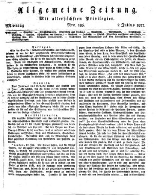 Allgemeine Zeitung Montag 2. Juli 1827