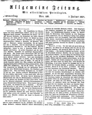 Allgemeine Zeitung Donnerstag 5. Juli 1827