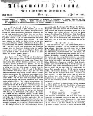 Allgemeine Zeitung Montag 9. Juli 1827