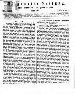 Allgemeine Zeitung Mittwoch 11. Juli 1827