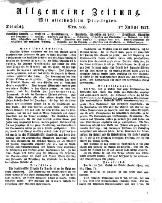 Allgemeine Zeitung Dienstag 17. Juli 1827