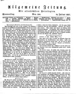 Allgemeine Zeitung Donnerstag 19. Juli 1827