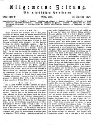 Allgemeine Zeitung Mittwoch 25. Juli 1827