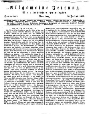 Allgemeine Zeitung Samstag 28. Juli 1827