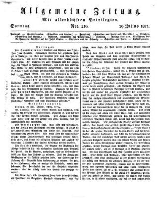 Allgemeine Zeitung Sonntag 29. Juli 1827