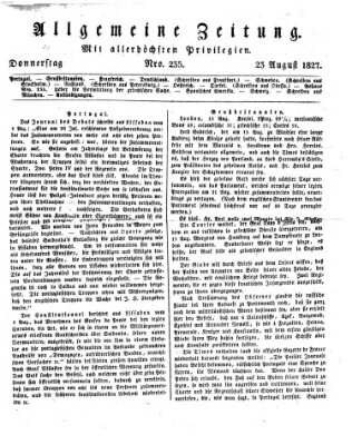 Allgemeine Zeitung Donnerstag 23. August 1827