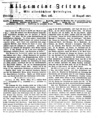 Allgemeine Zeitung Freitag 24. August 1827