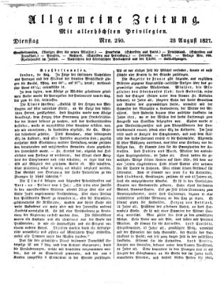 Allgemeine Zeitung Dienstag 28. August 1827