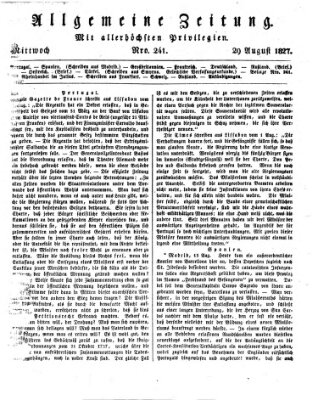 Allgemeine Zeitung Mittwoch 29. August 1827