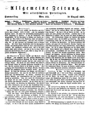 Allgemeine Zeitung Donnerstag 30. August 1827