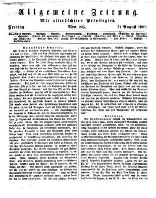 Allgemeine Zeitung Freitag 31. August 1827