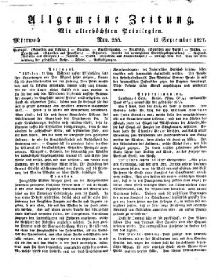 Allgemeine Zeitung Mittwoch 12. September 1827