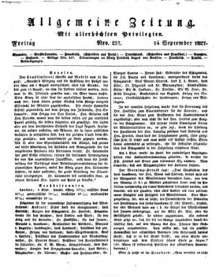 Allgemeine Zeitung Freitag 14. September 1827