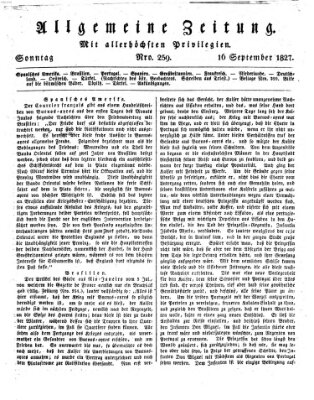 Allgemeine Zeitung Sonntag 16. September 1827