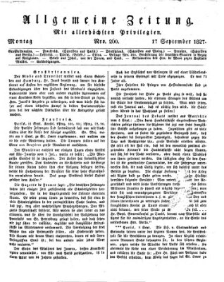 Allgemeine Zeitung Montag 17. September 1827